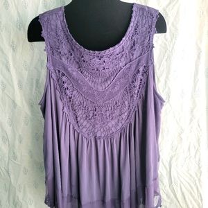 Purple Chiffon Sleeveless Blouse
